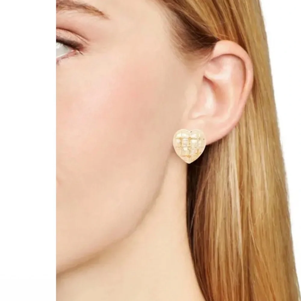 AQUA Puffed Heart Hoop Earrings‎ NWT